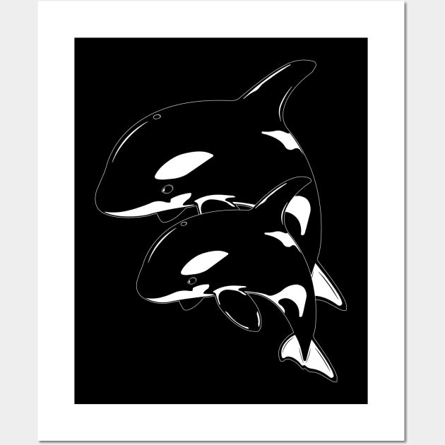 Orca Killer Whale Couple Wall Art by NicGrayTees